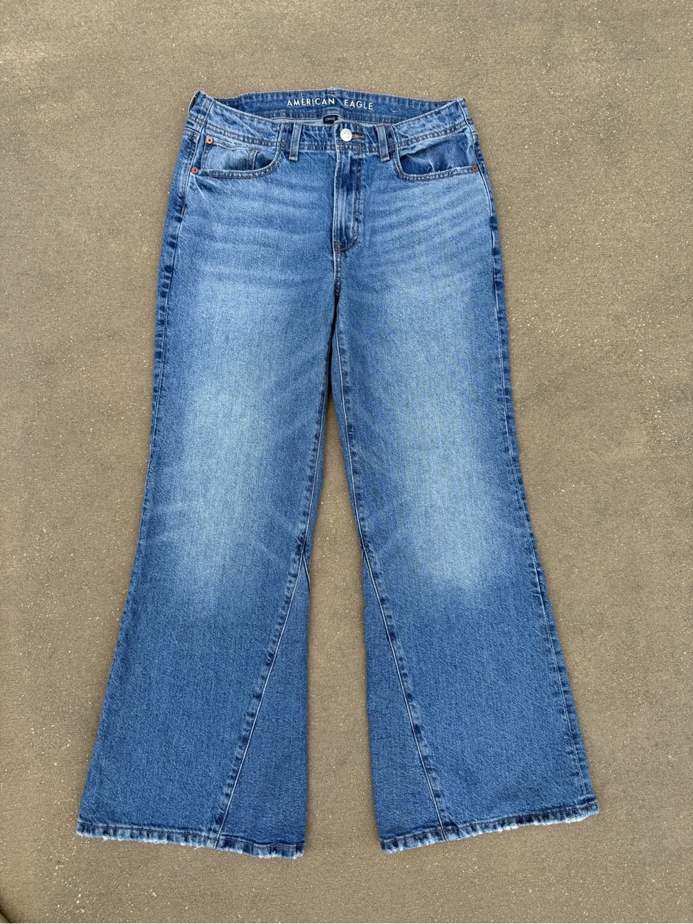 American Eagle Real Good Strigid Low Waist Baggy Wide Leg Flare Jeans 2 Y2K